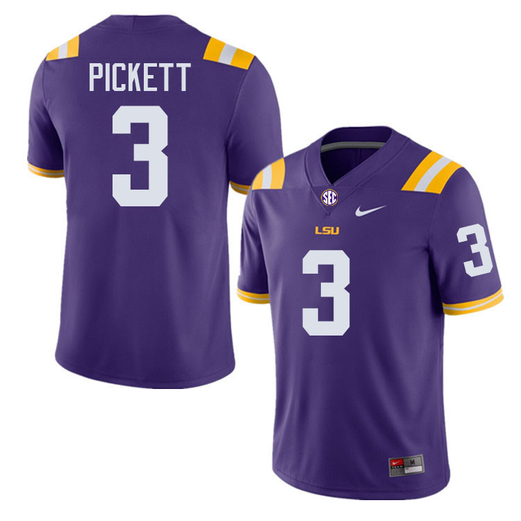 #3 DJ Pickett LSU Tigers Jersey,Louisiana State University Tigers Football Jersey-Purple #3 DJ Pickett LSU Tigers Jersey,Louisiana State University Tigers Football Jersey-Purple